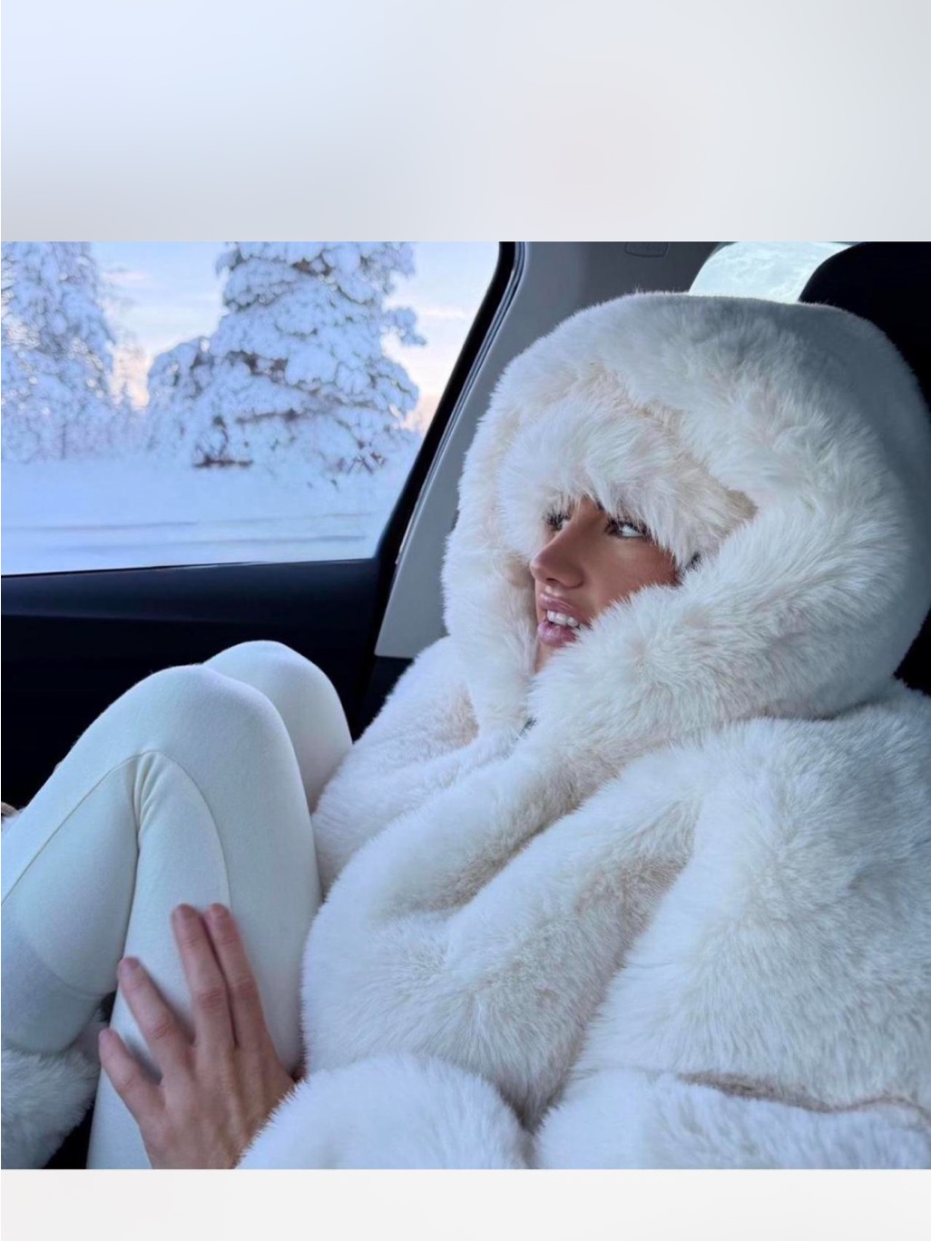 Skims Cream Faux Fur Hooded Puffer Coat